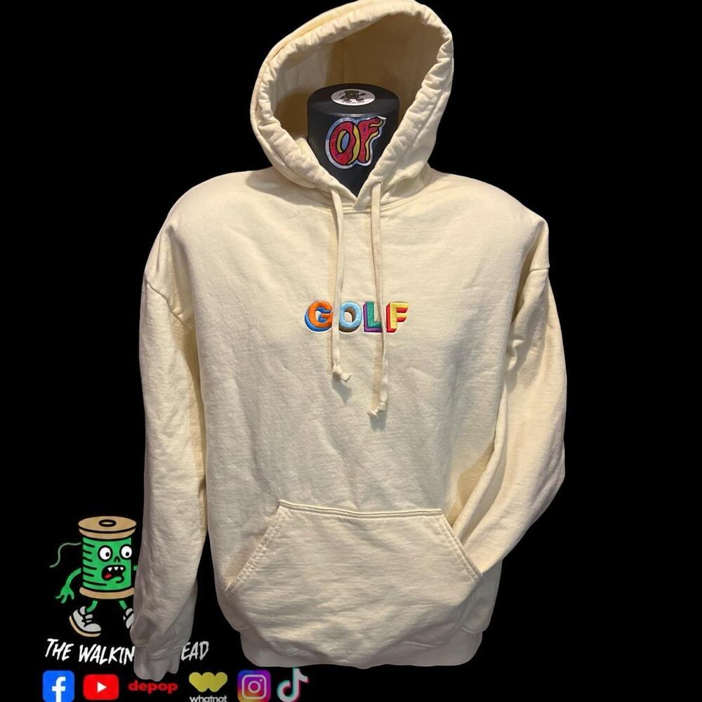 GOLF Embroidered Cream/Yellow Hoodie Tyler The Creator Streetwear Size XL